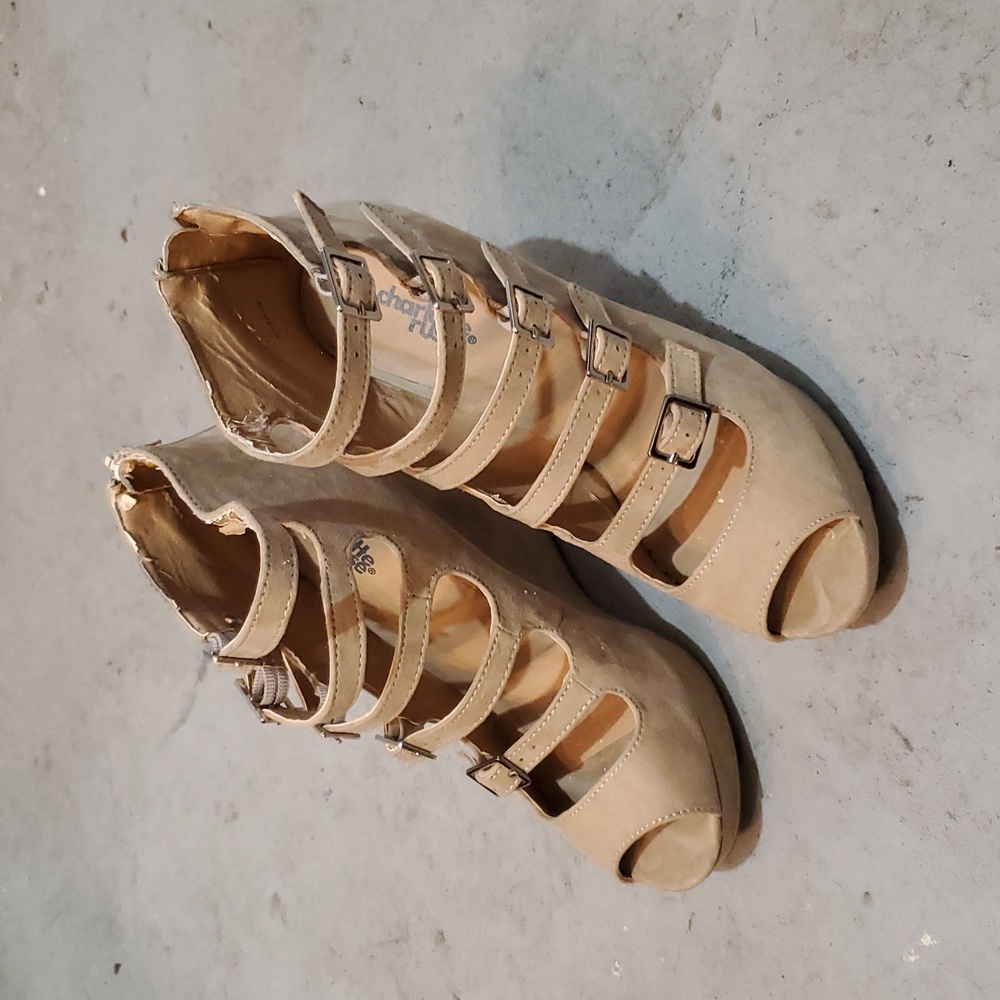 Charlotte Russe Platform Wedge Cream Open Toe